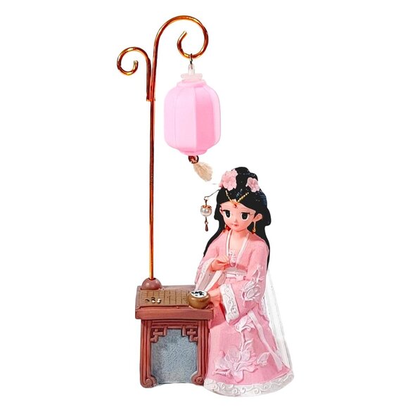 Pink Geisha Girl Anime Doll Lantern Figurine Desk Decor Figurine - Picture 1 of 6